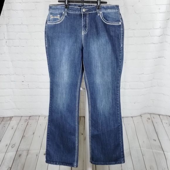 Avenue Denim Stretchy Jewel Embroidered Bootcut - Picture 1 of 15